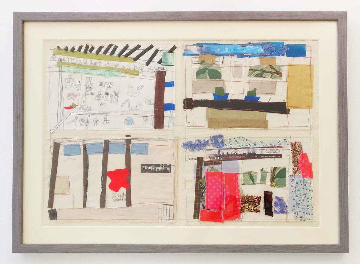 Great work by the Year 2 children at St Johns Primary School as part of Chorlton Arts Festival. There are 15 panels like this that they have made, each recreating an independent business in Chorlton. There's a competition to name all 60 businesses. <a href="/chorltonarts/">CHORLTON ARTS FESTIVAL</a> @MiniMastersArt