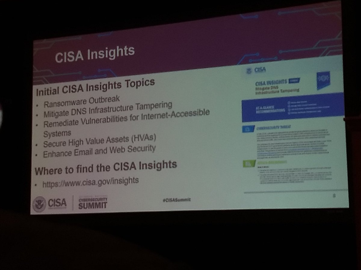 LanJenson's tweet photo. #CISASummit transparency wins and pays - CISA publishes their insights - what they do and what works in securing federal gov's ecosystem. https://t.co/pn1IDeciLs https://t.co/419FQLbxHu