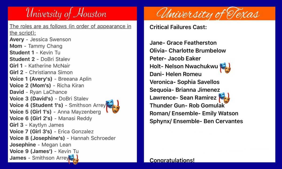 bush_theater's tweet photo. It’s time for a #BTEAlumniShoutOut!! 
Congratulations to former Head Tech @SmiteeA for landing a role as an actor at University of Houston!  We stan a Tactor!!  And also congrats to @theatre_freak00 &amp; #TwitterlessNelson for landing roles in a show at UT!  Break legs guys! 🧡🎭💙 https://t.co/eSAOtyXkex