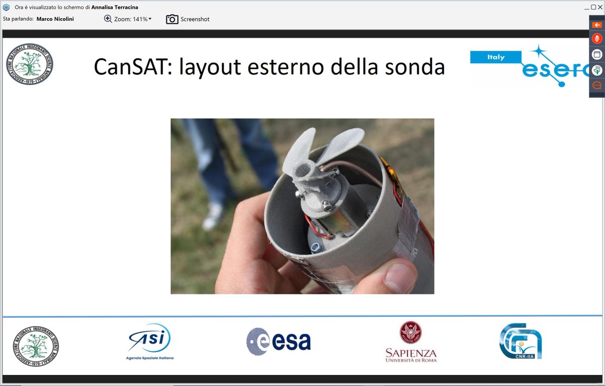 viralber's tweet photo. webinar su #CANSAT Italia con @MarcoNicoliniMN; interessata con @costantinib1 dopo il nostro project work in 3^Telecomunicazione all'IIS Castelli https://t.co/5zfrMvastu