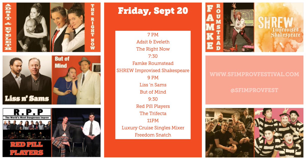 TGISFIF!!! This Friday night is going to be one amazing improv show after another! How will you choose (hint: some of them are near sell out, so the choice may be made for you.)