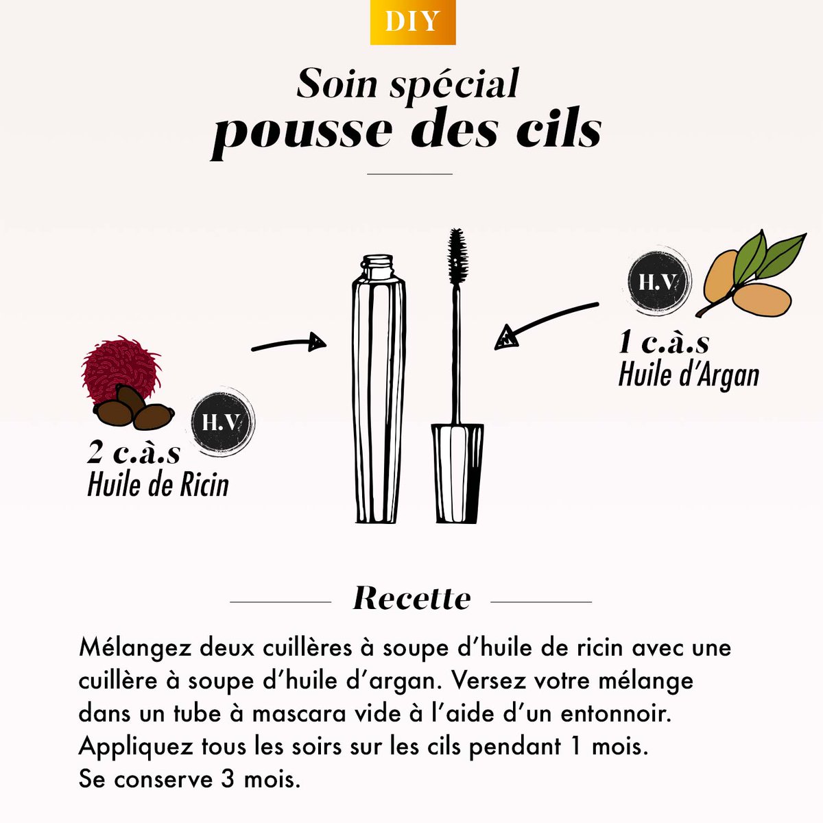 Vous rêvez de long cils pour un regard glamour ? Malheureusement, vos cils se font rares, petits et sortir sans mascara n’est pas envisageable pour vous. Voici un soin spécial pousse des cils, qui vous promet des résultats dès 1 mois d’application. 

#soinbio #diy #MAQuillAGE