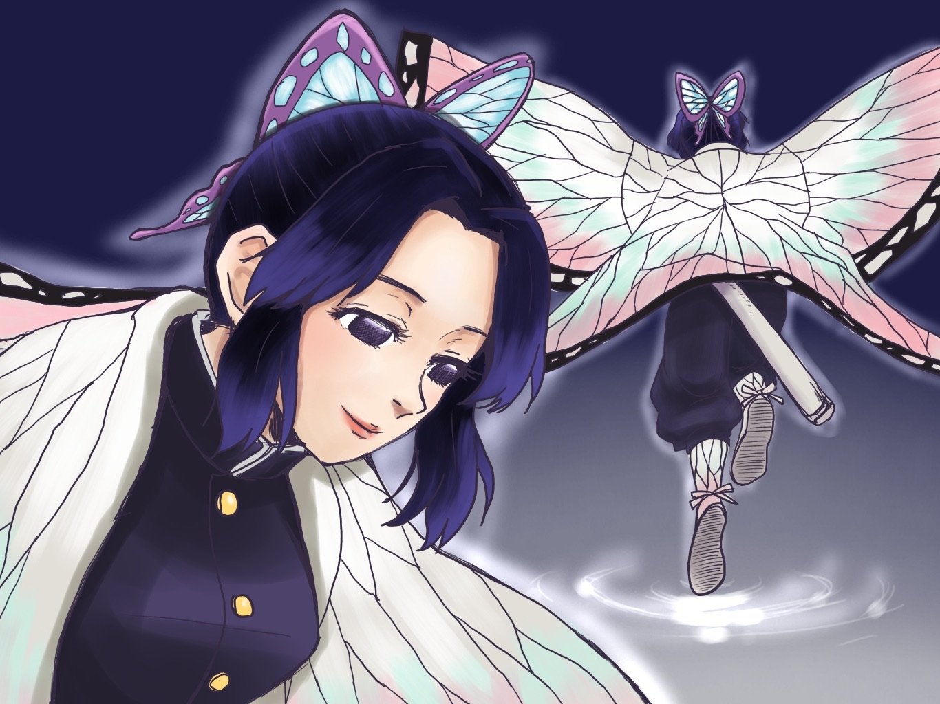 おいたま ブログを更新しました T Co Reyovjeium 胡蝶しのぶさん 背が小さくてお尻が大きいというところに一縷の親近感 アニメでしのぶさんが天からフワリと舞い降りてくるシーン最高に素敵でした 鬼滅の刃 胡蝶しのぶ イラスト T