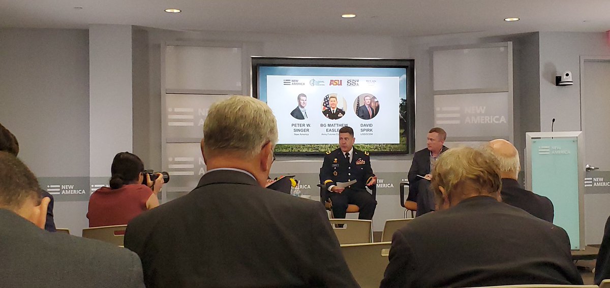AxiologicLLC's tweet image. Eric Shaw attended the Special Operations Policy Forum at New America this week. This panel topic was on the integration of artificial intelligence into special operations.
#ArmyFuturesCommand #USSOCOM