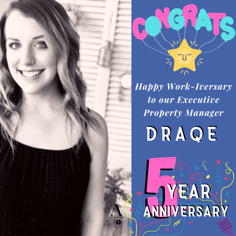 MiltonRealtyLLC's tweet photo. Congratulations to Draqe on her 5 year work anniversary with Milton Realty Group/Ann Milton Realty! We're are so thankful for all that you do. 💯 #annmiltonrealty #miltonrealtygroup #workanniversary #lovewhereyouwork #Draqe #propertymanager #yourock #lovewhereyoulive https://t.co/0ay9Sn612F