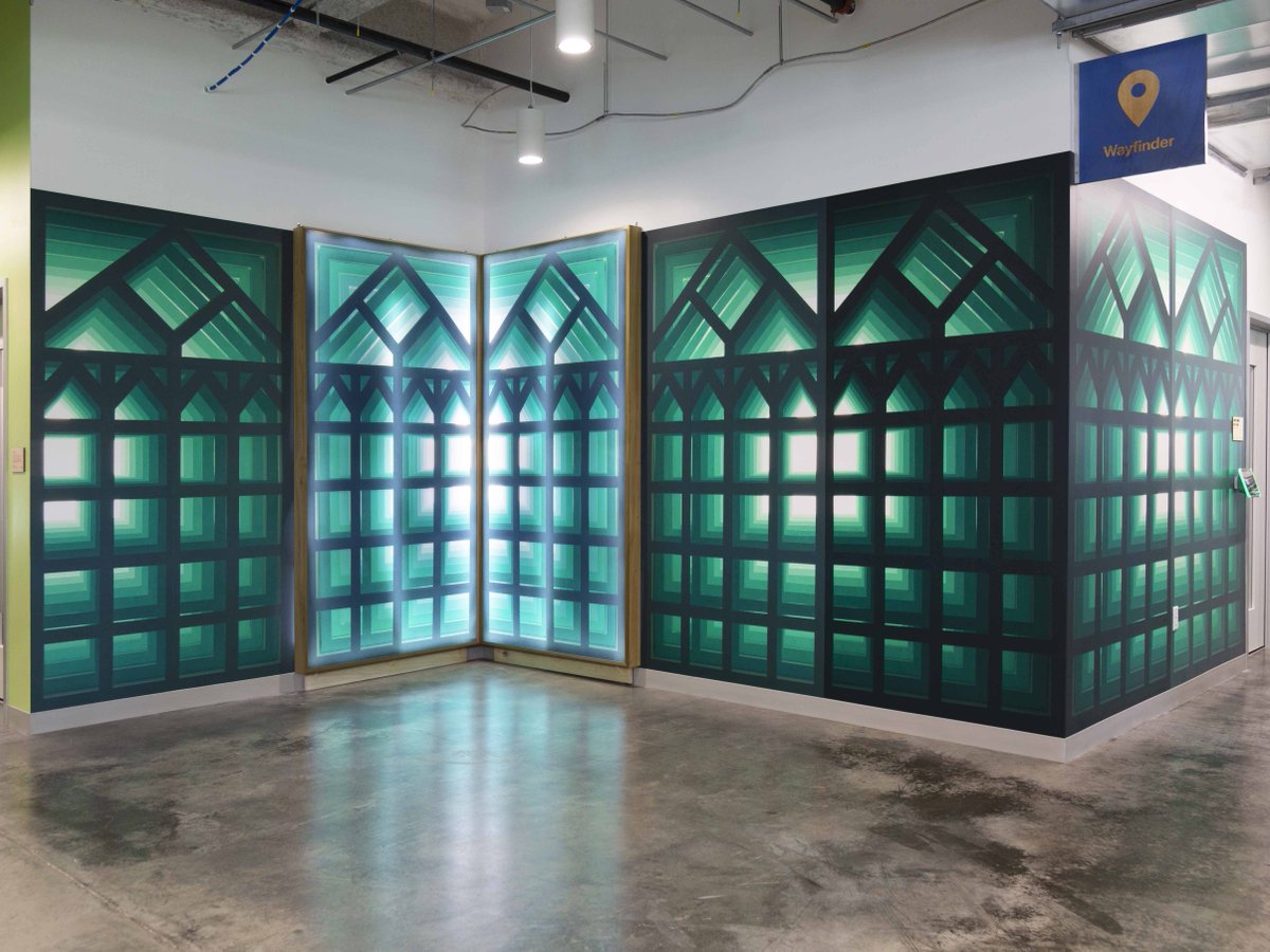 CCC_Art_'s tweet image. Congratulations to Amy M. Ho for the completion of her installation for Facebook in Sunnyvale, CA. Amy builds and photographs small models of imaginary spaces, scaling them up to wraps corners and create a glowing space for reflection. 

#fbairprogram #amymho #air #installation
