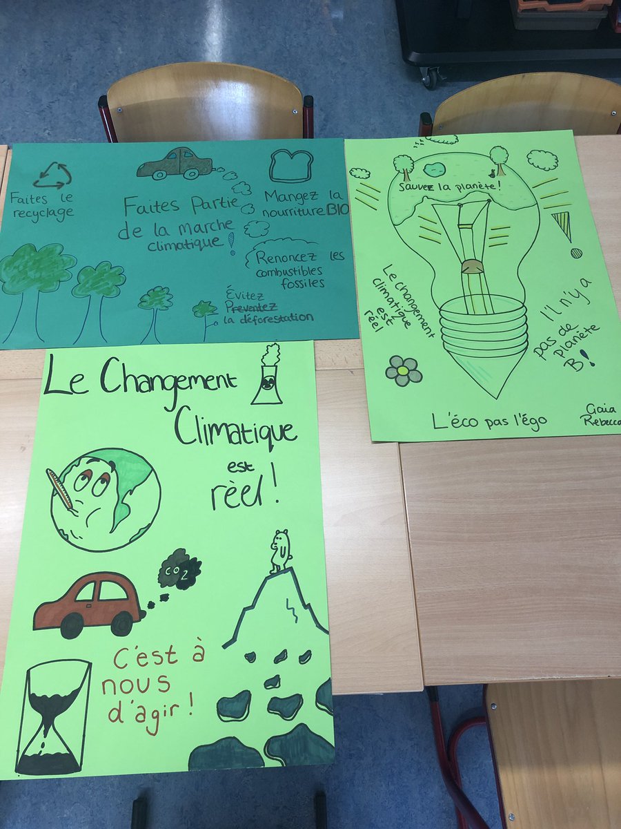 DolineNdorimana's tweet photo. G12 #IBfrench topic/theme “partage de la planète” blends well with the #ClimateStrike tomorrow. Ss @ISLuxembourg made their own posters to b used at the march #LanguageLearning in context. #FLE #IBfrench #ClimateChange #islconnect #IB #MYP #PNL https://t.co/l0Kuhfq7qO