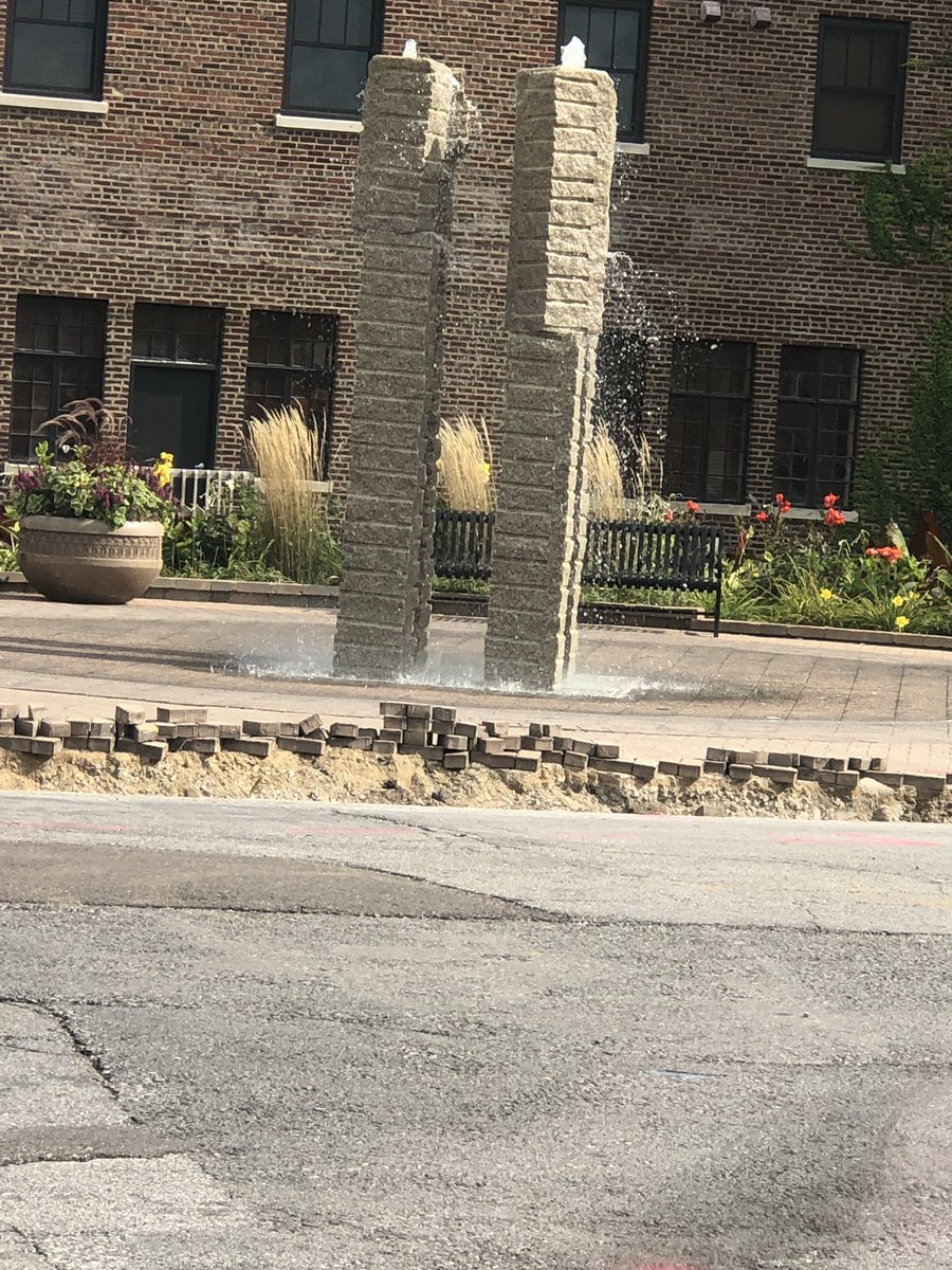 WyethMr's tweet image. Little bit of construction going on at the swimming stones sculpture in downtown Aurora. #EDU3620 #AUSpartanExperience #HighSchoolLessons