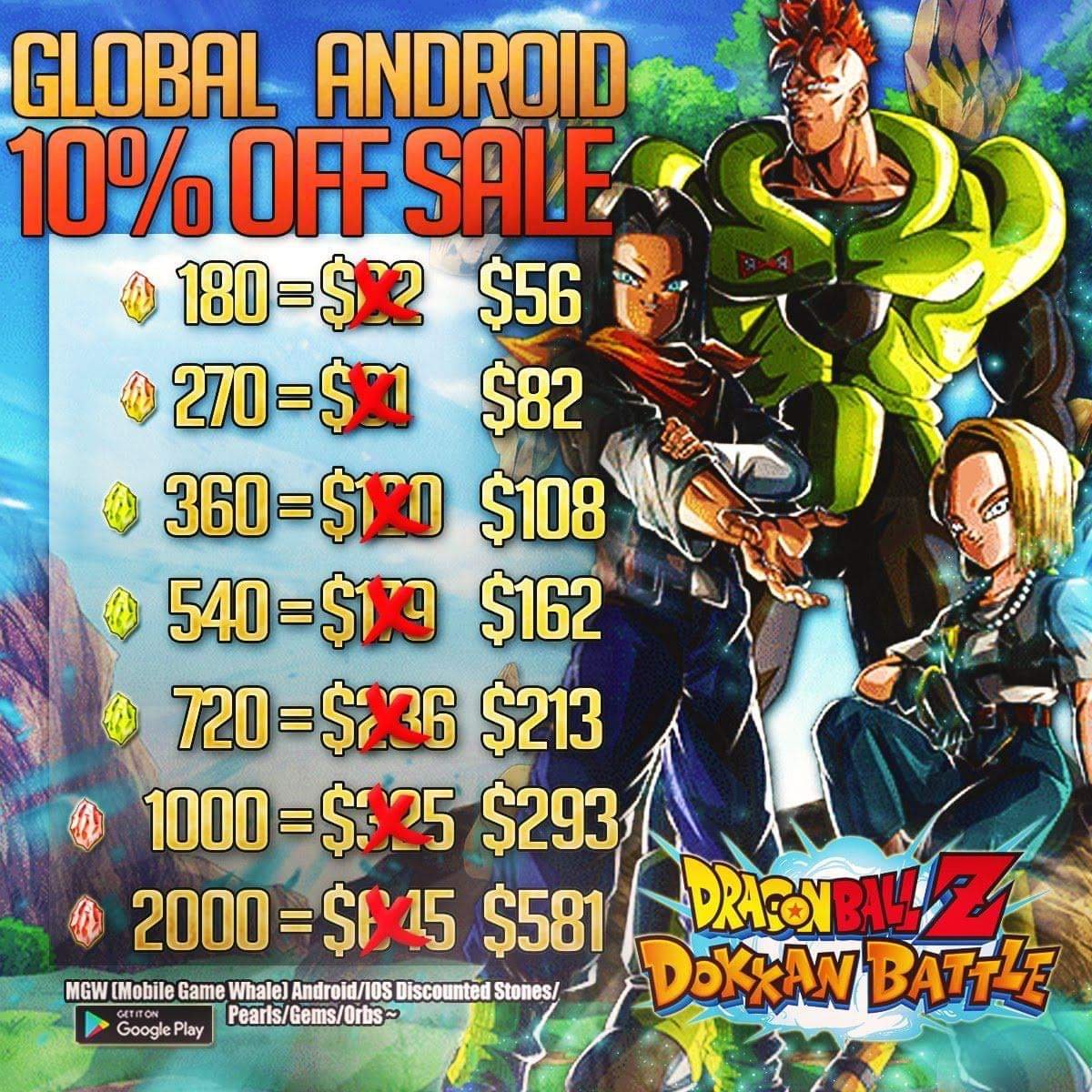 Global Dokkan Android back up with new prices. Looking to summon on the LR banner dm us to place an order today!