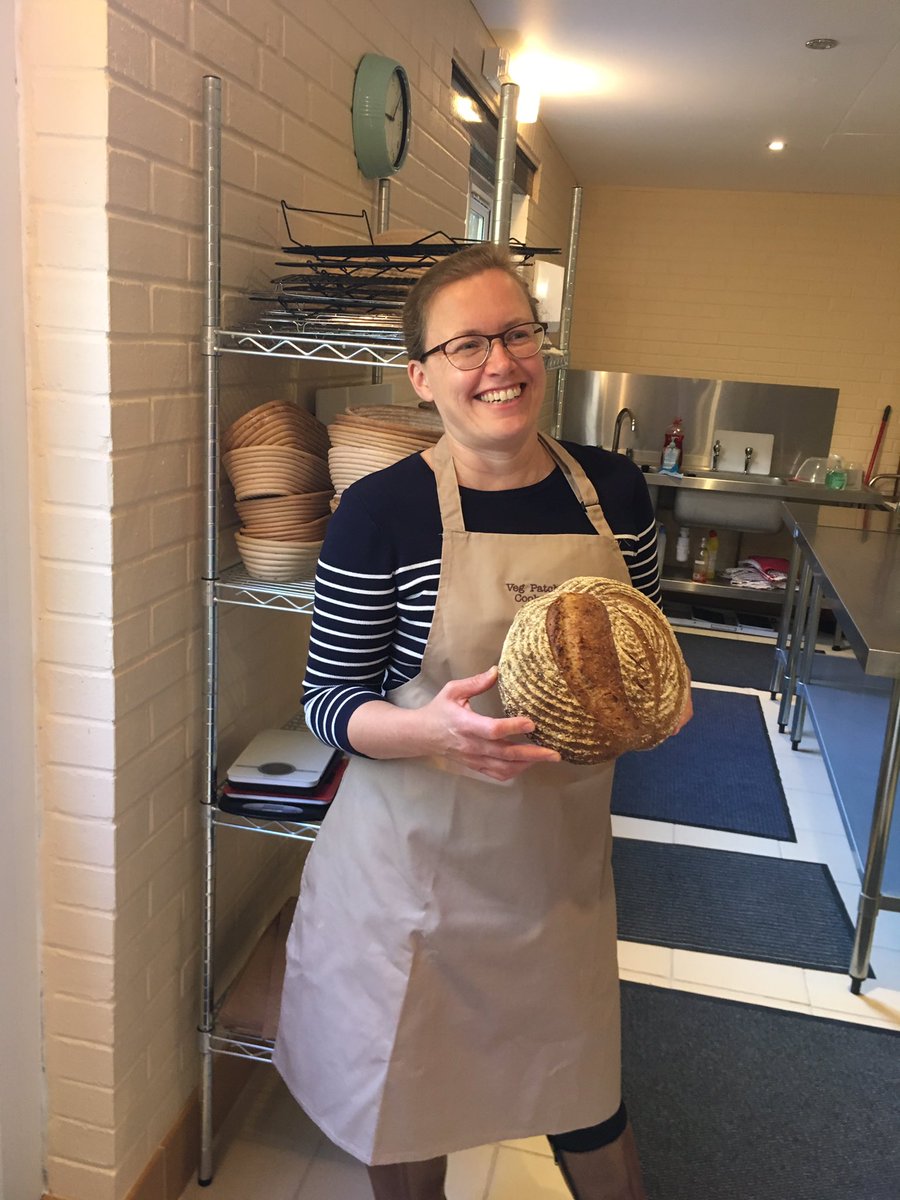 vegpatchkitchen's tweet image. It’s #SourdoughSeptember so I am celebrating by serving this gorgeous loaf with lunch at today’s #breadmakingclass #Shropshire. I hate having my photo taken, can you tell? 😂 #realbread