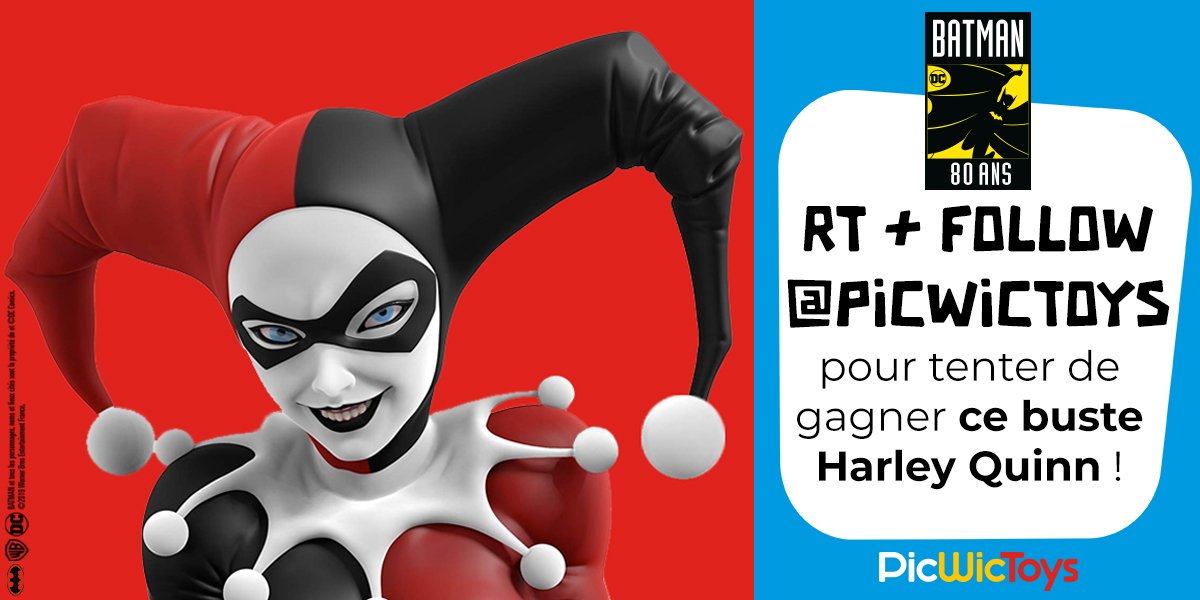 Concours #BatmanChezPicWicToys : un buste d’Harley Quinn et des montres Justice League à gagner !! 🦇

👉 RT + Follow PicWicToys
🃏 Chance x2 en mentionnant 2 twittos en réponse
🗓️ Jusqu’au 22/09 à 00h00 - TAS le 23/09/19
📜 Règlement - bit.ly/2lV7kBR

Bonne chance !
