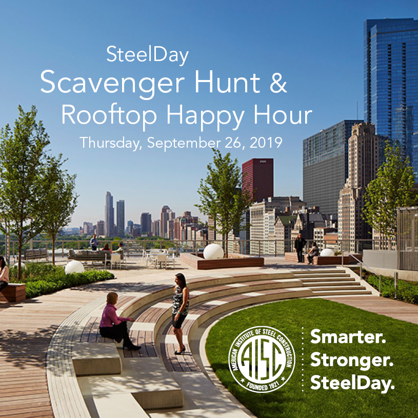 aisc's tweet photo. Hey, Chicago! We're hosting a steel-themed scavenger hunt to kick off SteelDay in the city – followed by tacos and drinks overlooking Millennium Park. Is there a better way to spend a late-September evening in Chicago? Register now! https://t.co/pwPBiUig3U #WeAreSteel #SteelDay https://t.co/F1sR8up8qJ