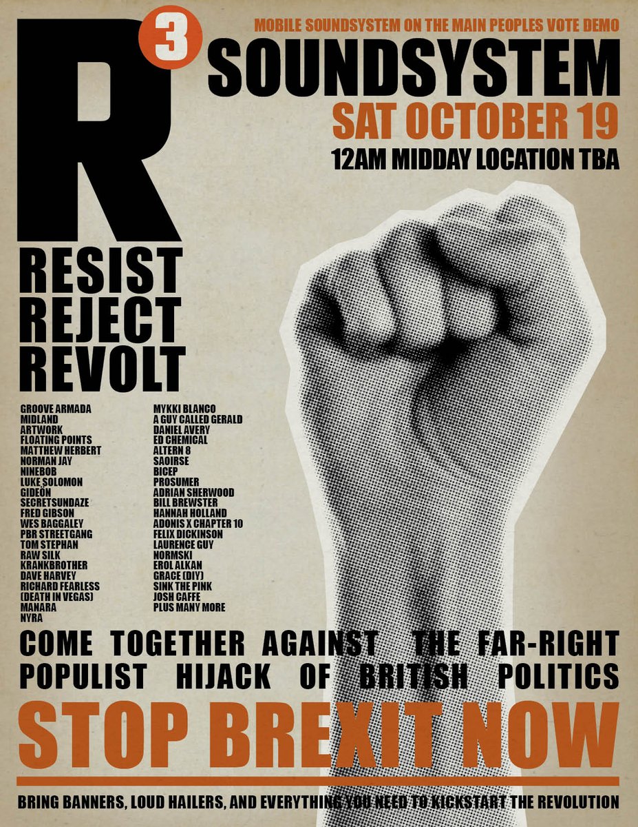 RESIST, REJECT, REVOLT!! If this isn't in your calendar yet, sort it out, one month from now.