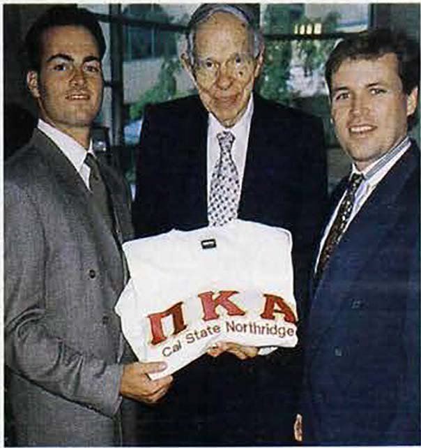 Dr. Glenn Seaborg (@CSUNPikes) received the Nobel Prize for his discovery of plutonium. After giving a lecture on the Cal State-Northridge campus, he took time to visit with the undergraduate chapter and alumni. #PIKEThrowback