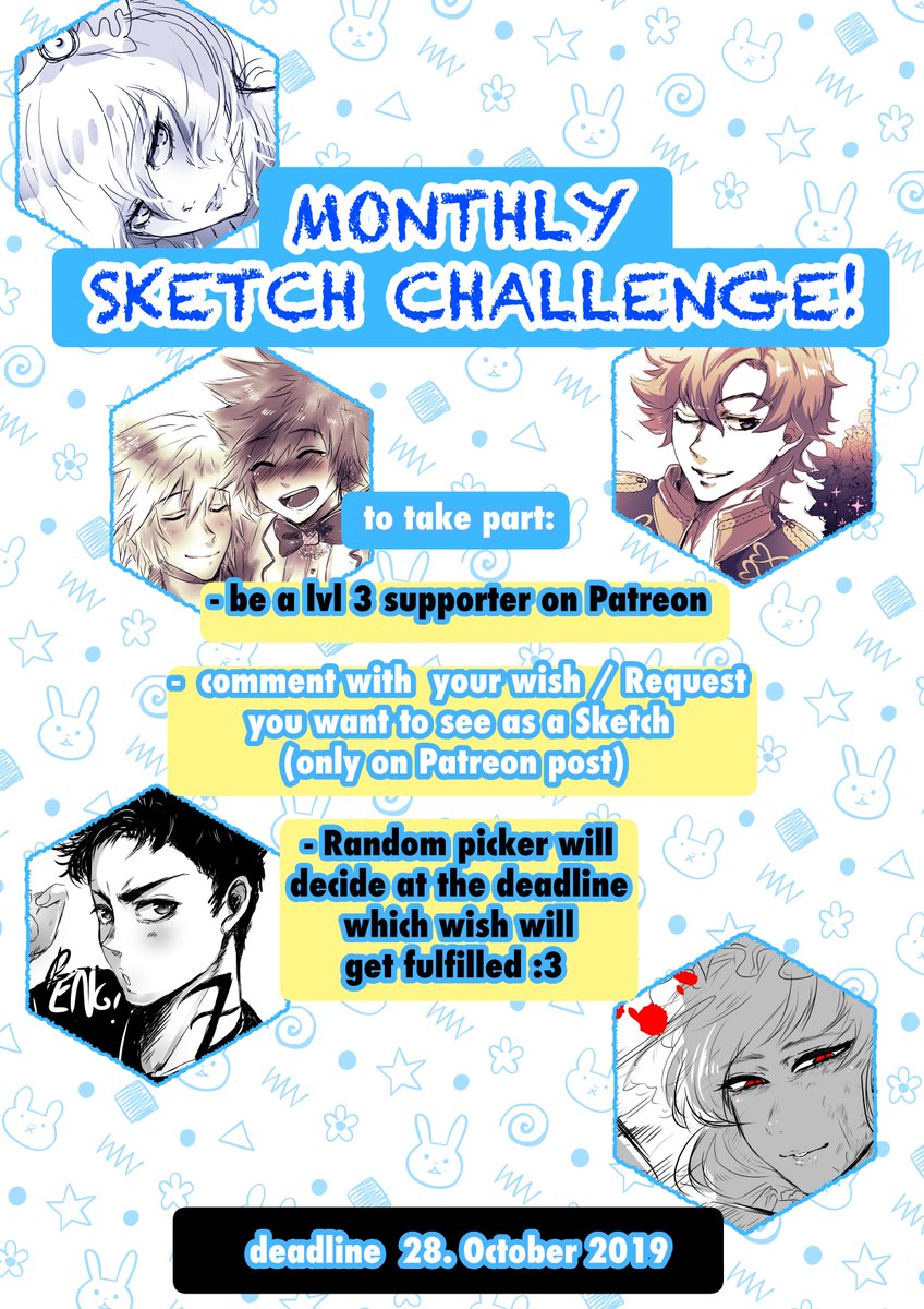 YaYa_Chan's tweet photo. Sketch Challenge is also on ;3
https://t.co/kT0VbuFXN5
Congrats to my last Patrons who won with:
Toyero_Neko wished for #FireEmblemThreeHouses #Sylvain , Arisa M. with Fume from my manga #spookyice and Alphonsekitty wished for a #sketch #commission of #Shadowhunters #Malec 💞 https://t.co/eRRIiOiDoS