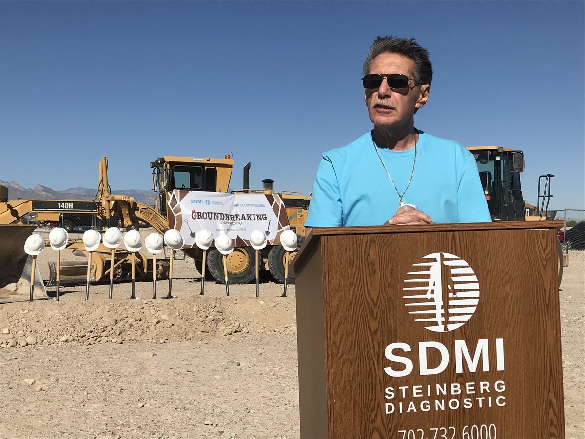 CNLV's tweet photo. Councilman @CherchioRichard, on behalf of the NLV City Council, welcomes Dr. David Steinberg and his staff as Steinberg Diagnostic breaks ground on its 9th North Las Vegas facility, located at Craig and Camino Al Norte. It’s expected to open next summer! https://t.co/3NgOA4UEWo