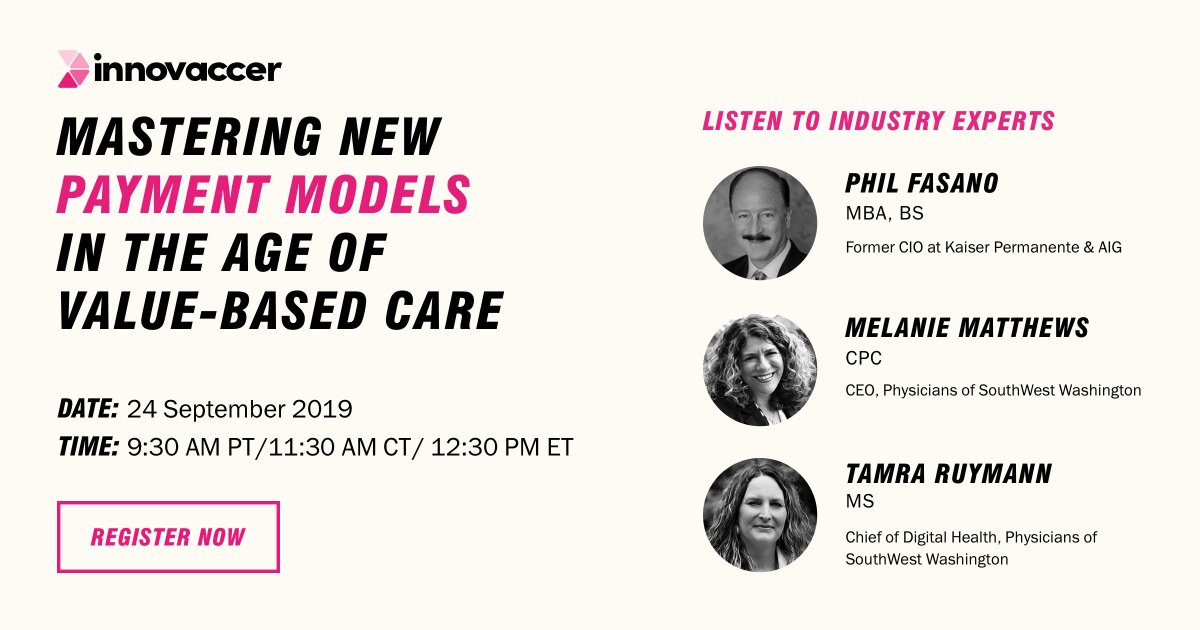 Get ready for an exciting and insightful session to prepare yourselves for the ever-evolving domain of #payment models in the US to succeed in the value-based ecosystem.
Register here: bit.ly/2kSwvol