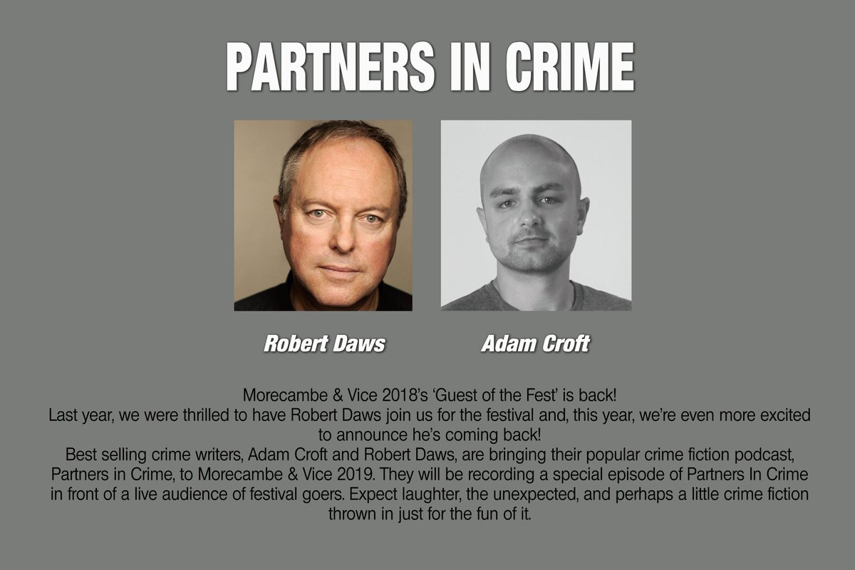 adamcroft's tweet photo. @robertdaws and I will be recording @CrimeFicPodcast LIVE at @MorecambeVice on 28th Sept. Tickets for this, and all of their Crime and Thriller related events, are at: https://t.co/0TNWJ2q8Pk #Thursdates #crimefiction #crimethrillers #crime #Thriller #indieauthor https://t.co/IV6Nwd2jkL