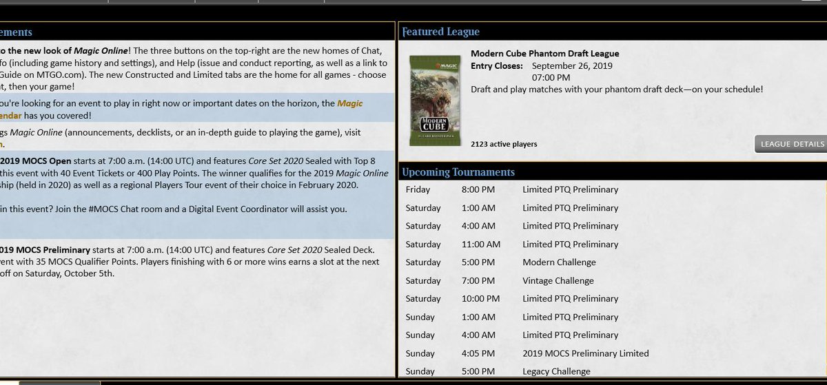 Slothlandgames's tweet photo. @MagicOnline Is there a reason for not seeing the MOCS Open event on MTGO? https://t.co/Kbu2vNeMEG