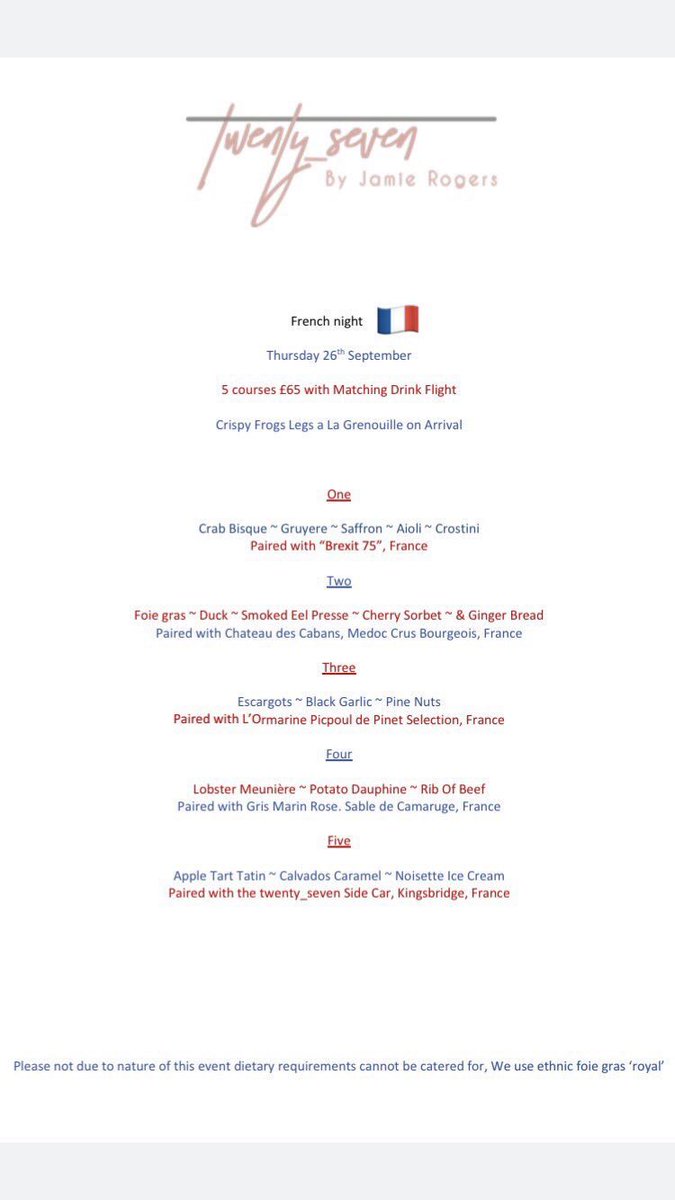 #frenchnight is fast approaching! 
#Exquisitefood paired with a delicious #drinksflight right on your doorstep! #cheerstothat 🥂🇫🇷 #datenight #awardwinning #frenchcusine #franceinspired #booknow #kingsbridge #produceonpoint #devon #southhams #chefs #devonevents #Foodie #dontmiss