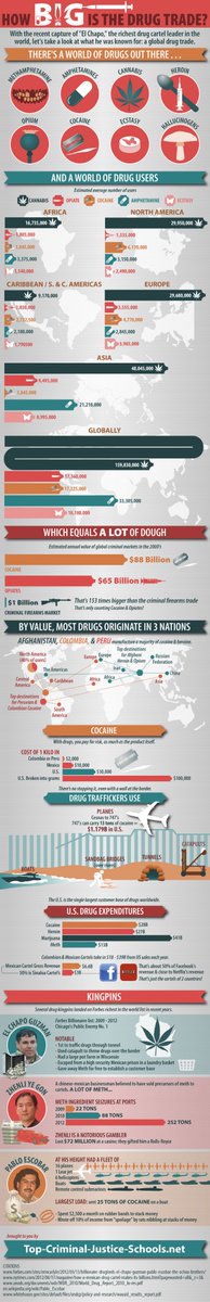 3) illegal cocaine sales top $88 BILLION dollars annually, and most of that money goes towards destabilizing Latin America as criminal groups acquire both arms, politicians in their pockets, and even entire Governments (VZ)Thats more money than the top 10 US Corporations...