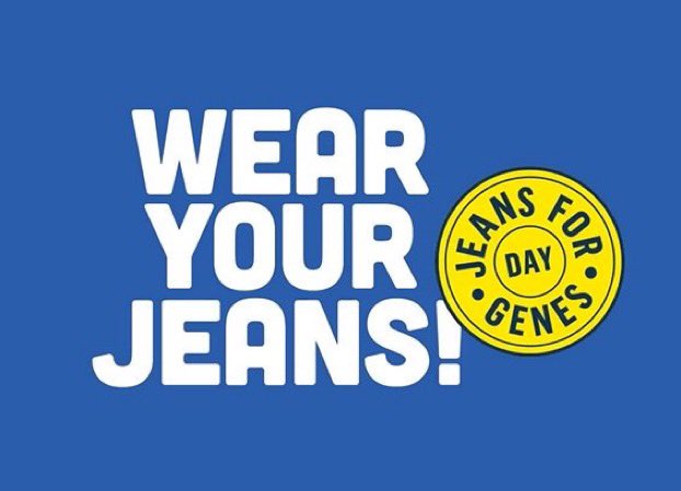Tomorrow we will be supporting @JeansforGenes by having a jeans based non-uniform day at school. Any donations will be greatfully received to support this fantastic charity.