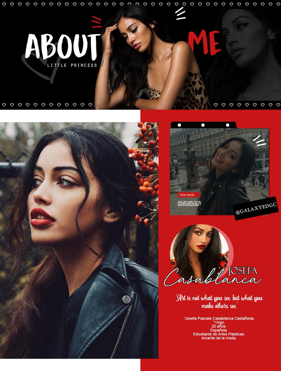 KISSESINVERSES's tweet image. ˖°༄ ‧₊˚ﾟ࿐»🌹« ⇢ ˗ˏˋ❝ Whatever people say I am, that's what i'm not.❞
━━━━━ Jᴏsᴇғᴀ Cᴀsᴀʙʟᴀɴᴄᴀ
          ✩彡༉⋮ 20 años.
             ✩彡༉⋮ Española.
                ✩彡༉⋮ Estudiante de Artes Plásticas. 
┈┈┈┈┈┈┈┈┈┈┈┈┈┈┈┈┈┈┈┈┈
♡⃕  RT?