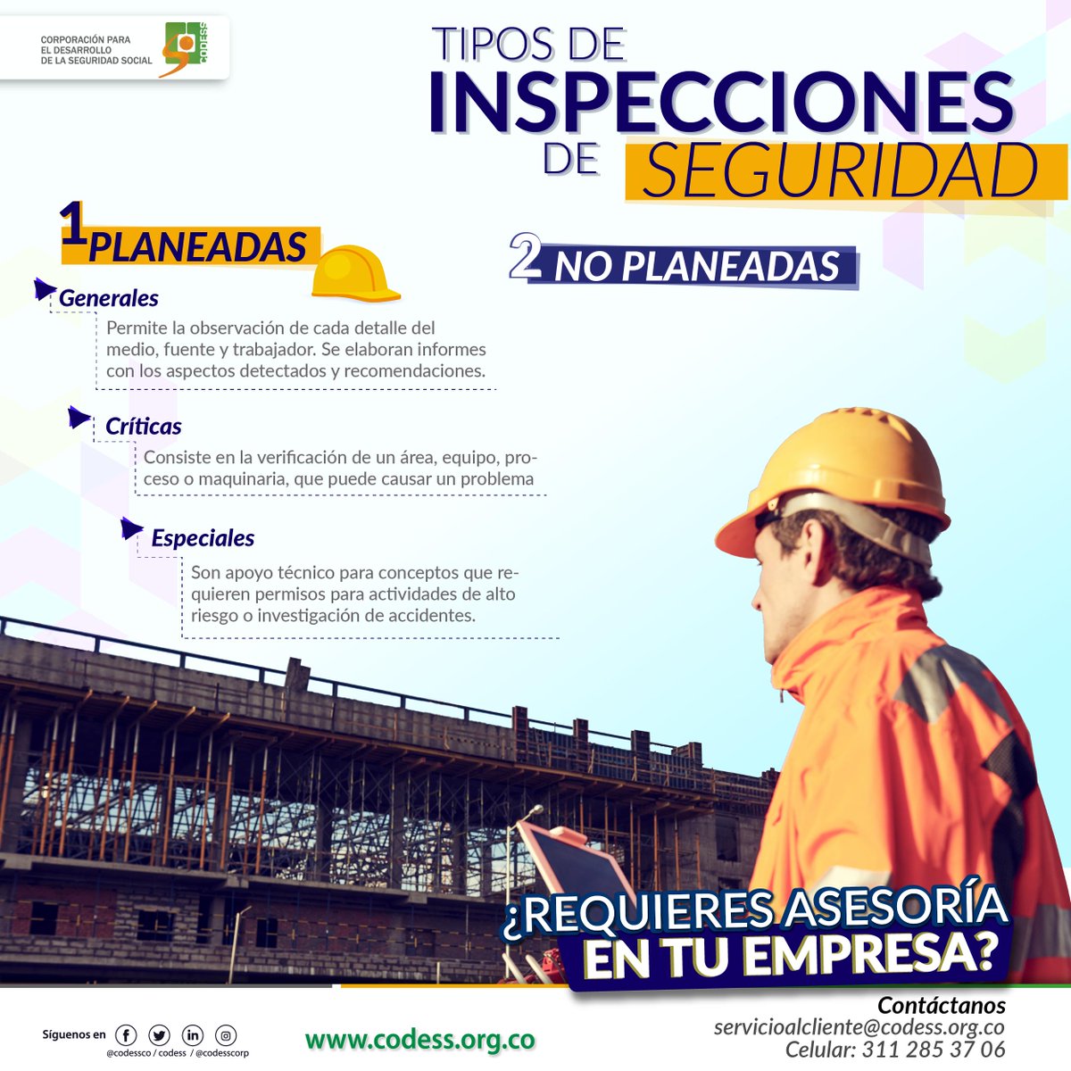 codessco's tweet image. Esta semana te contamos cuales son los tipos de Inspecciones de Seguridad en nuestros #Tipsinformativoscodess 
.
.
.
.
#InspeccionesdeSeguridad #Seguridad #Plan