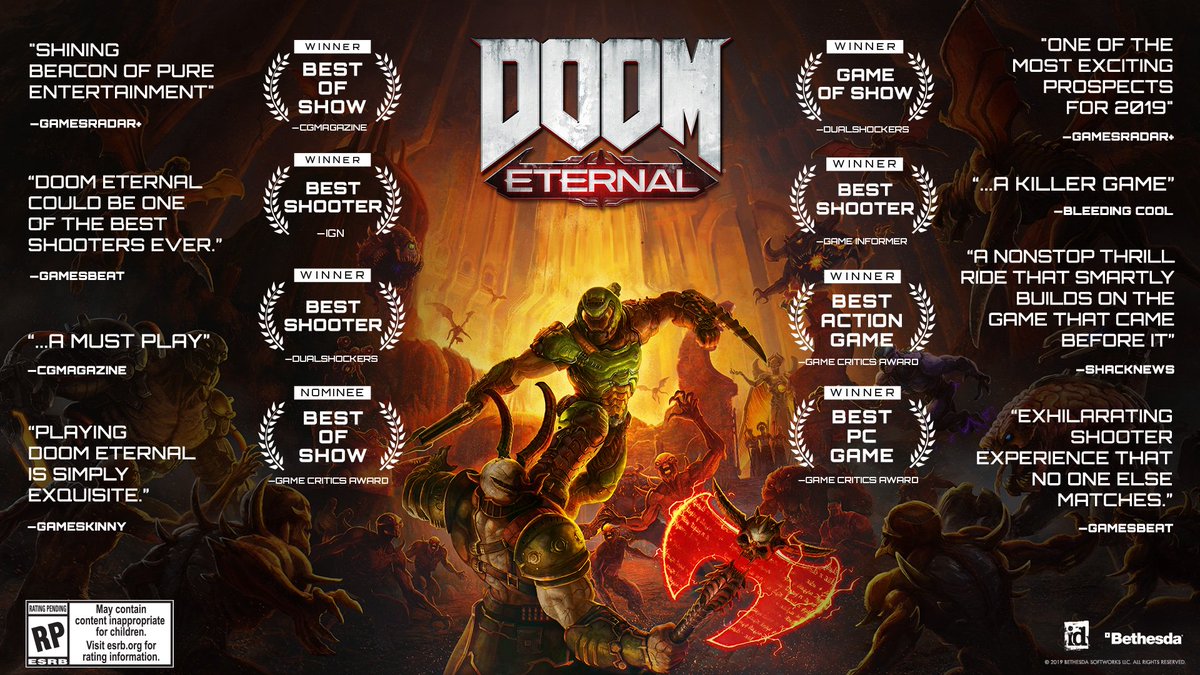 WalmartCAGaming's tweet image. Winner of Best Action Game at #E32019, @DOOM Eternal arrives on 11.22.19! Pre-order now. 🔥😈

bit.ly/2mlyGkB