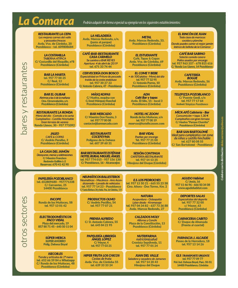 Un nuevo número de nuestro Semanario La Comarca está en la calle y, como cada viernes, podemos adquirir nuestra copia en cualquiera de los establecimientos de esta lista.
