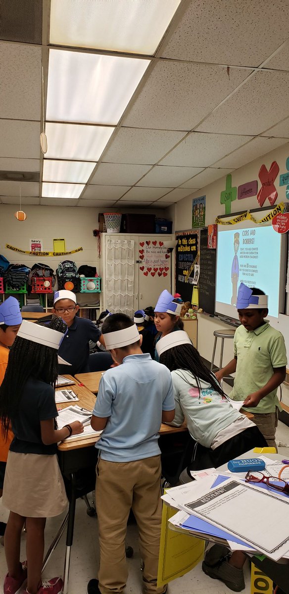 MrsWatson21's tweet photo. Kids solved my crimes today by solving addition and subtraction word problems. They were the cops and I was the robber. It was so much fun watching them succeed. #rockyourschool2019 #costoncougars #LPNoLimits https://t.co/FAD6j7tEKy