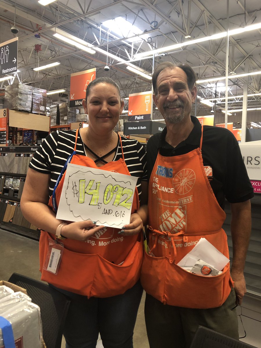 briankorhummel's tweet photo. Brandi is holding her customer quote which sold today for over $14k. Obviously we Are giddy over her vinyl sale. Thomas the appliance guy showing love as well! Great job team.  @THDDonovanD21 @DanNerat https://t.co/cspkahzsdN