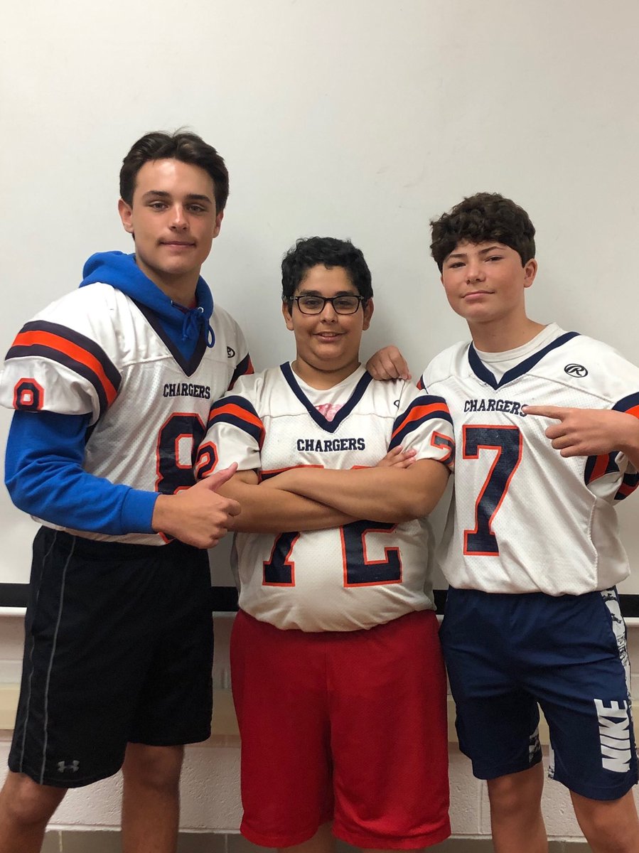 Mini-Fridge and his boys are ready for Sandburg!  Come support the Chargers at Sandburg. Game time is 4:30 pm.  #gochargers