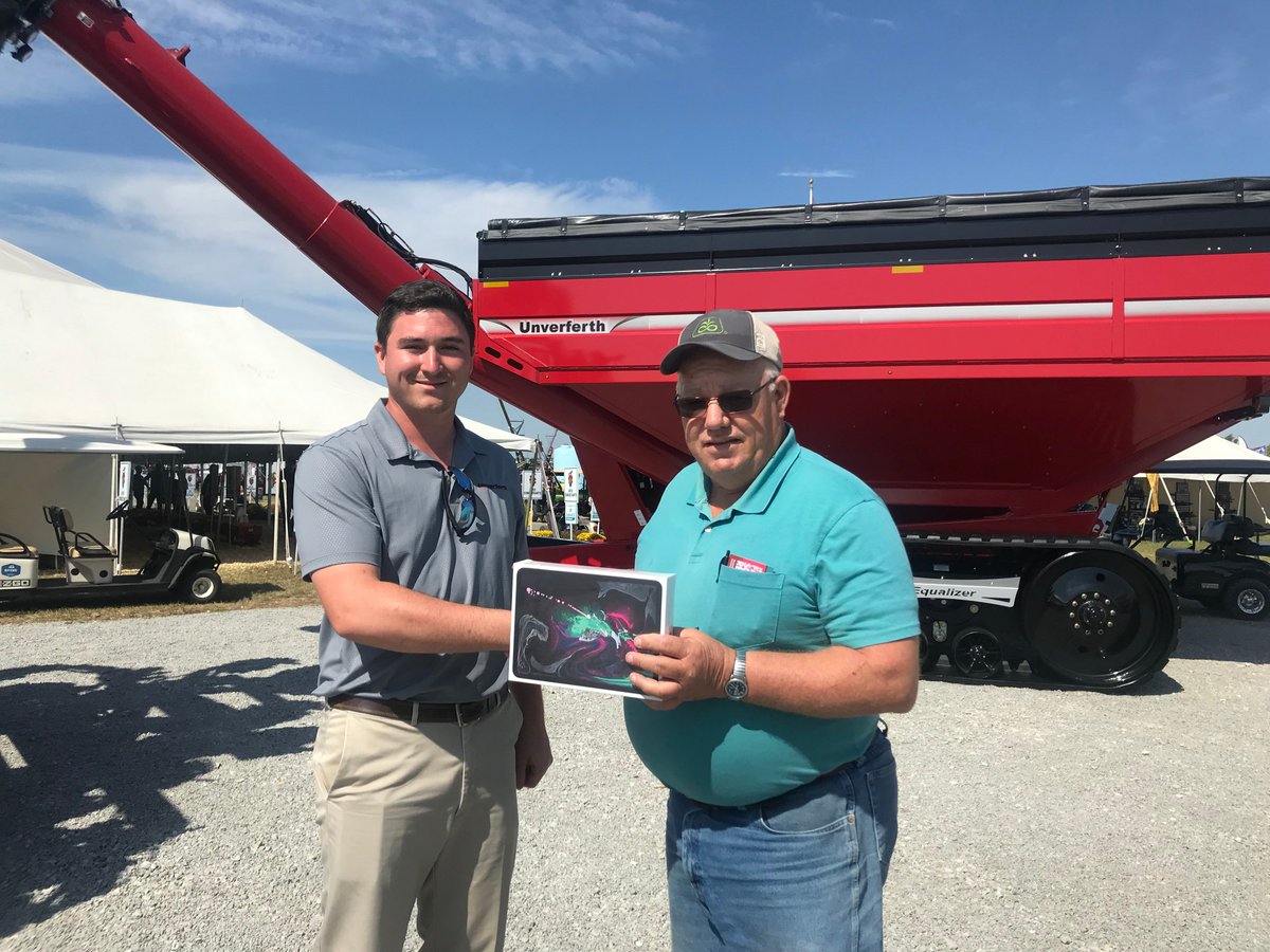 UnverferthMfg's tweet photo. We have another winner!  Congratulations to Mark Hoppes for winning a new iPad at the @OhioStateFSR!  #fsr19 https://t.co/OX243YCUsI
