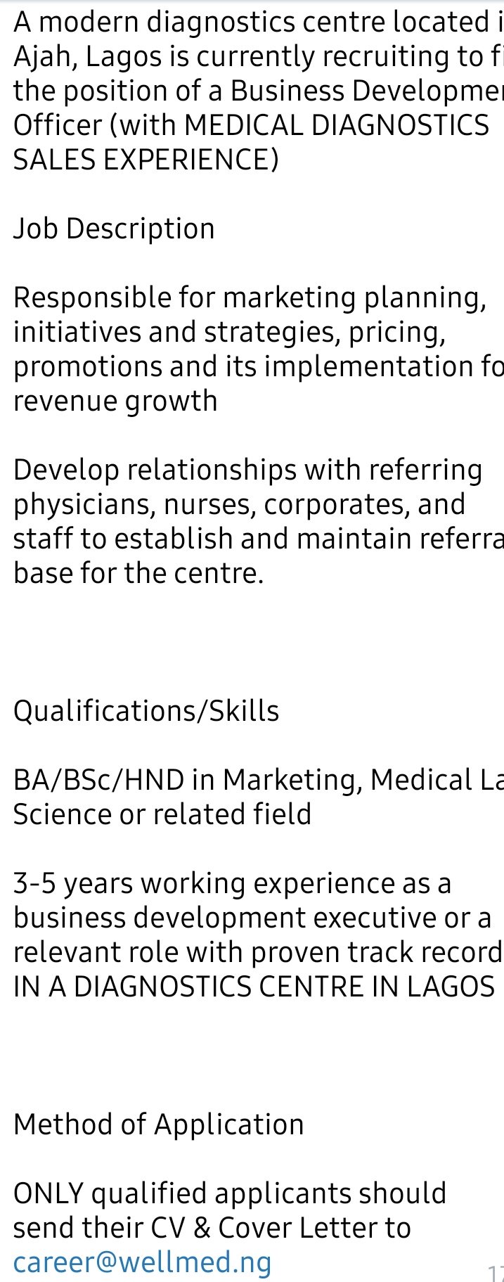 Jobaffairs.ng on Twitter "A modern diagnostics centre located in Ajah, Lagos is currently