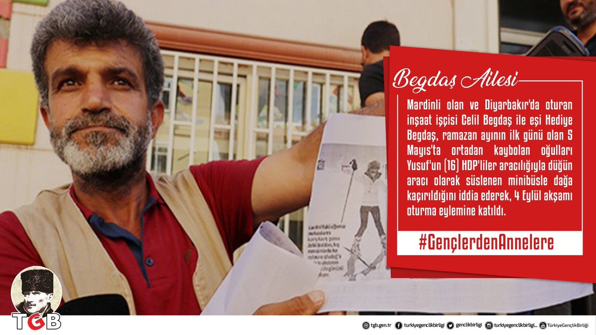 "Oğlum Yusuf 5 Mayıs'ta HDP il binasının ikinci katına girdi ve bir daha çıkmadı. 4 aydır ulaşamıyoruz."

Begdaş ailesinin HDP binası önünde tuttuğu nöbet insanlık nöbetidir. Bu nöbete seyirci kalmıyoruz. Yüreğimiz Diyabakır'daki ailelerle birlikte! #GençlerdenAnnelere