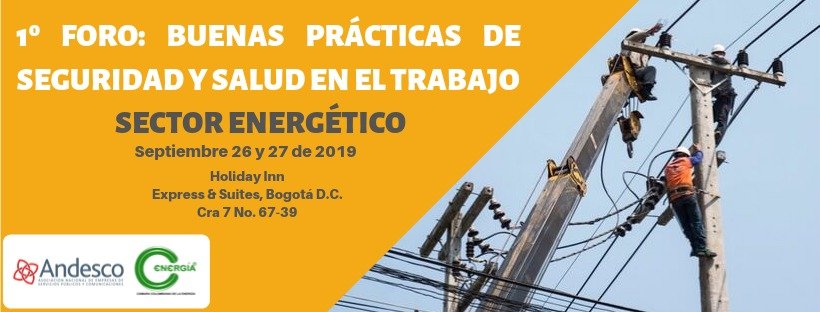 CC_Energia's tweet photo. El Primer Foro Buenas Prácticas de Seguridad y Salud en el Trabajo, desarrollado por @CC_Energia y @Andesco1  contará con la participación de: 

@OissSec  #SeguridadEléctrica @arlsura SURA
 @FYRINGENIEROS #CAMColombia @CodensaEnergia #JEJaimesIngenieros y @CentelsaCables https://t.co/ikWvWEUDAI