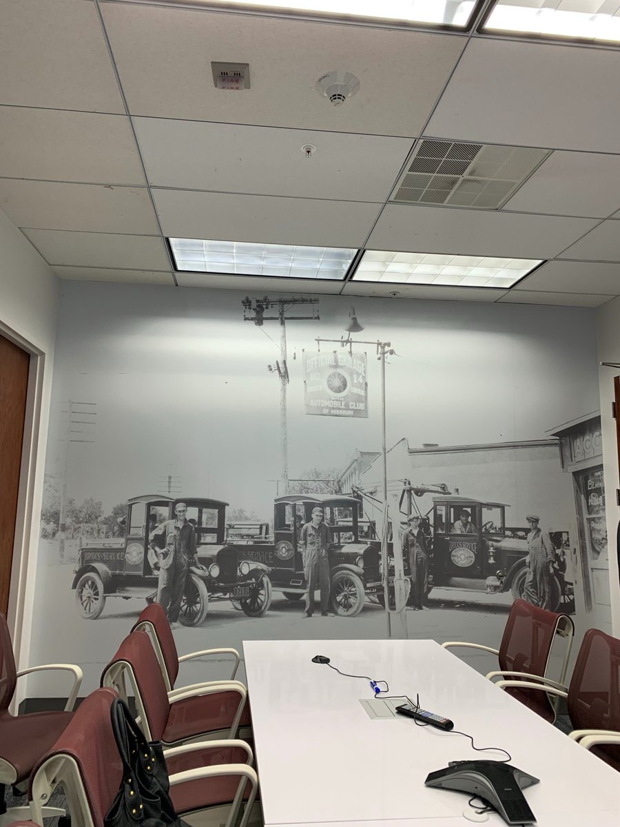 AlphaGraphicsLM's tweet image. A BIG piece of history! We are thrilled with this mural that we installed at AAA this morning. This photo is from the early 1900s when AAA first offered Road Service. A great way to showcase AAA’s past and present/future with their current logo. #agSigns #alphagraphics