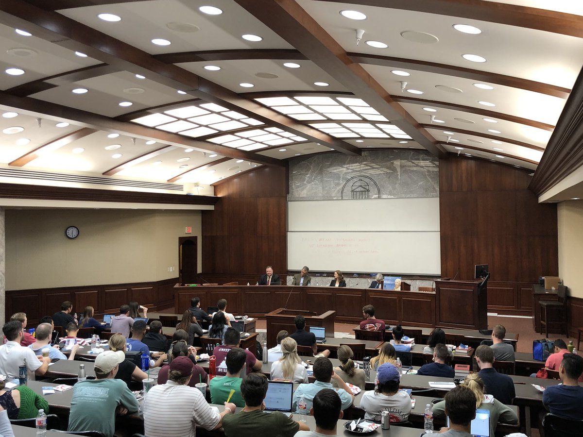 SMU Law’s biggest classroom is packed for our chapter’s first panel of the year. We’re lucky to have three experts previewing a selection of cases on the OT2019 docket! Thanks to <a href="/TCBurrus/">Trevor Burrus</a>, <a href="/MeghanJRyan/">Meghan J. Ryan</a>, Dale Carpenter and everyone who attended for making this a great event!