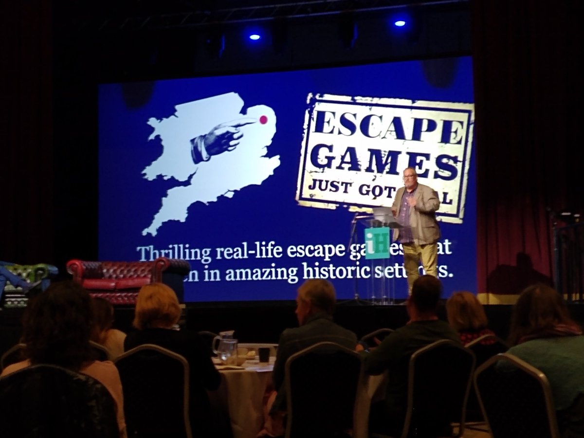We've had a fantastic day at <a href="/iHistory2019/">Interpreting History Conference</a> conference at Alexandra Palace. Here's our MD quite literally putting #Norwich on the map! #escaperoom #escapegames #history