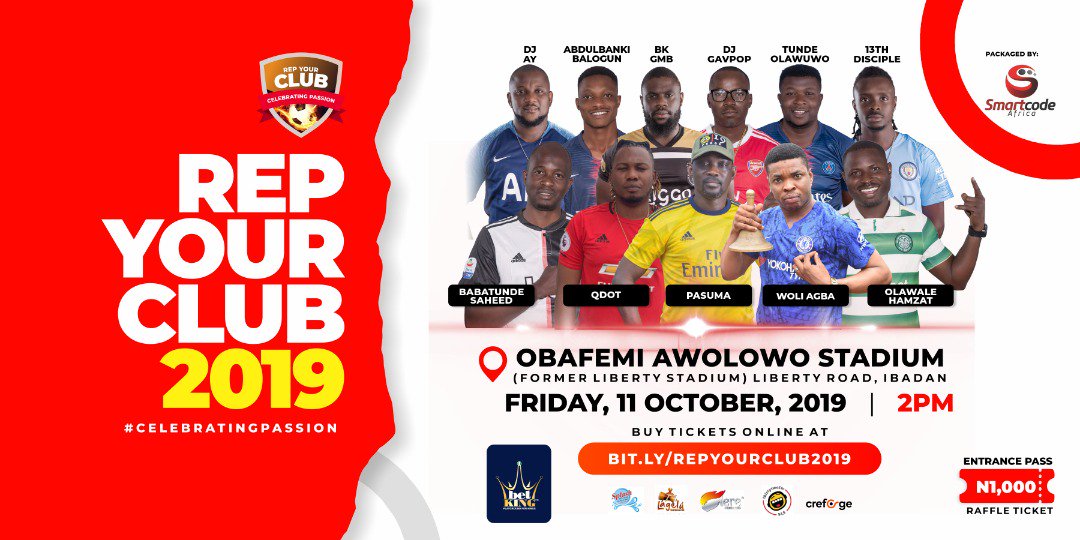 BlessingFowowe's tweet photo. The #RYC19 line up!
๐: 11-10-19
๐: Liberty Stadium
๐: 4pm
๐ซ: 1000 naira raffle ticket
VIP: 2000 naira
The biggest Jersey party in Ibadan!
REP YOUR CLUB SEASON 4 https://t.co/n8UT036TiD