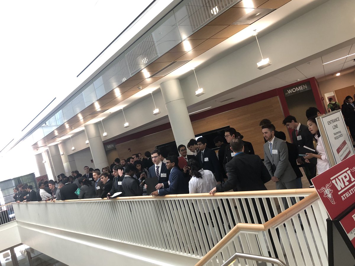 Josepha_Martin's tweet photo. Impressive group of WPI students waiting for the Career Fair today! #YourTigheBondFuture #TigheBond https://t.co/NXipDuMgUu