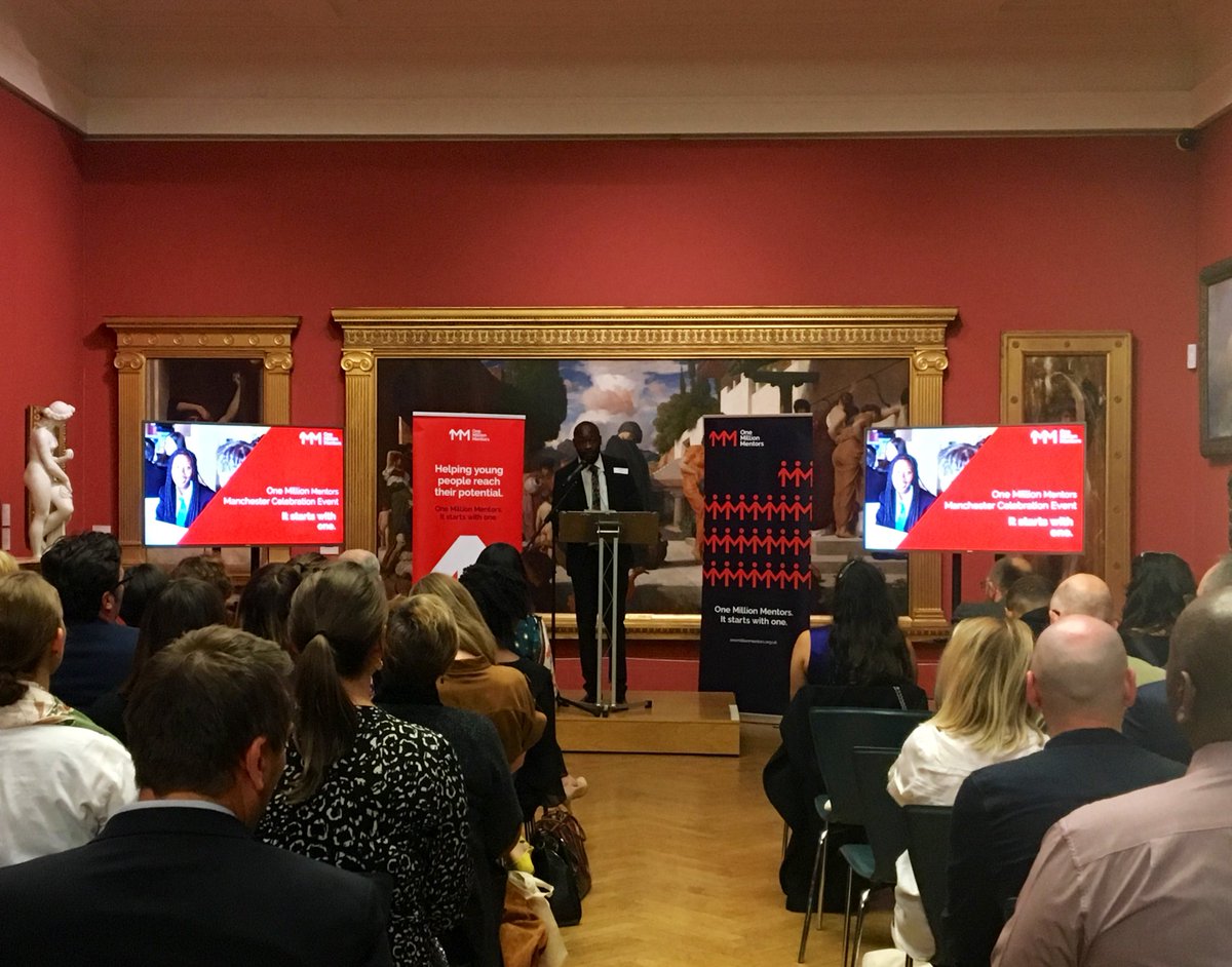 We’re delighted to be here at <a href="/mcrartgallery/">Manchester Art Gallery</a> celebrating our first full year of mentoring in #Manchester. Thank you to <a href="/ManCityCouncil/">Manchester City Council</a> &amp; all our supporters for enabling us to provide high-quality mentoring for young people across the city. #ItStartsWithOne