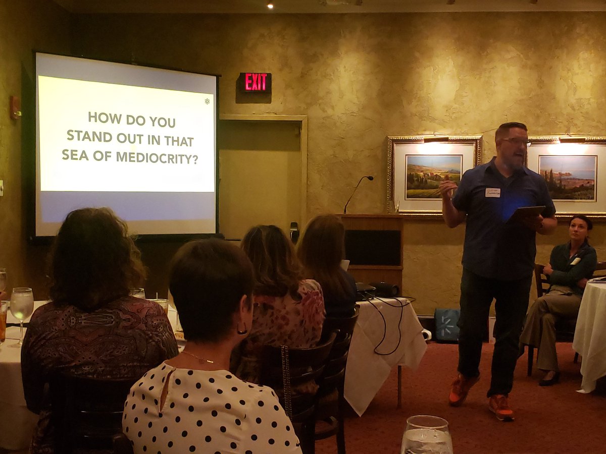 TheGriotGroup's tweet photo. Standing out means staying away from PowerPoint templates, using tech to amplify points, &amp; only presenting when necessary. Everything doesn't need a PowerPoint... @clifbo @KCIABC #standoutpresentations https://t.co/f5IyZurMWq
