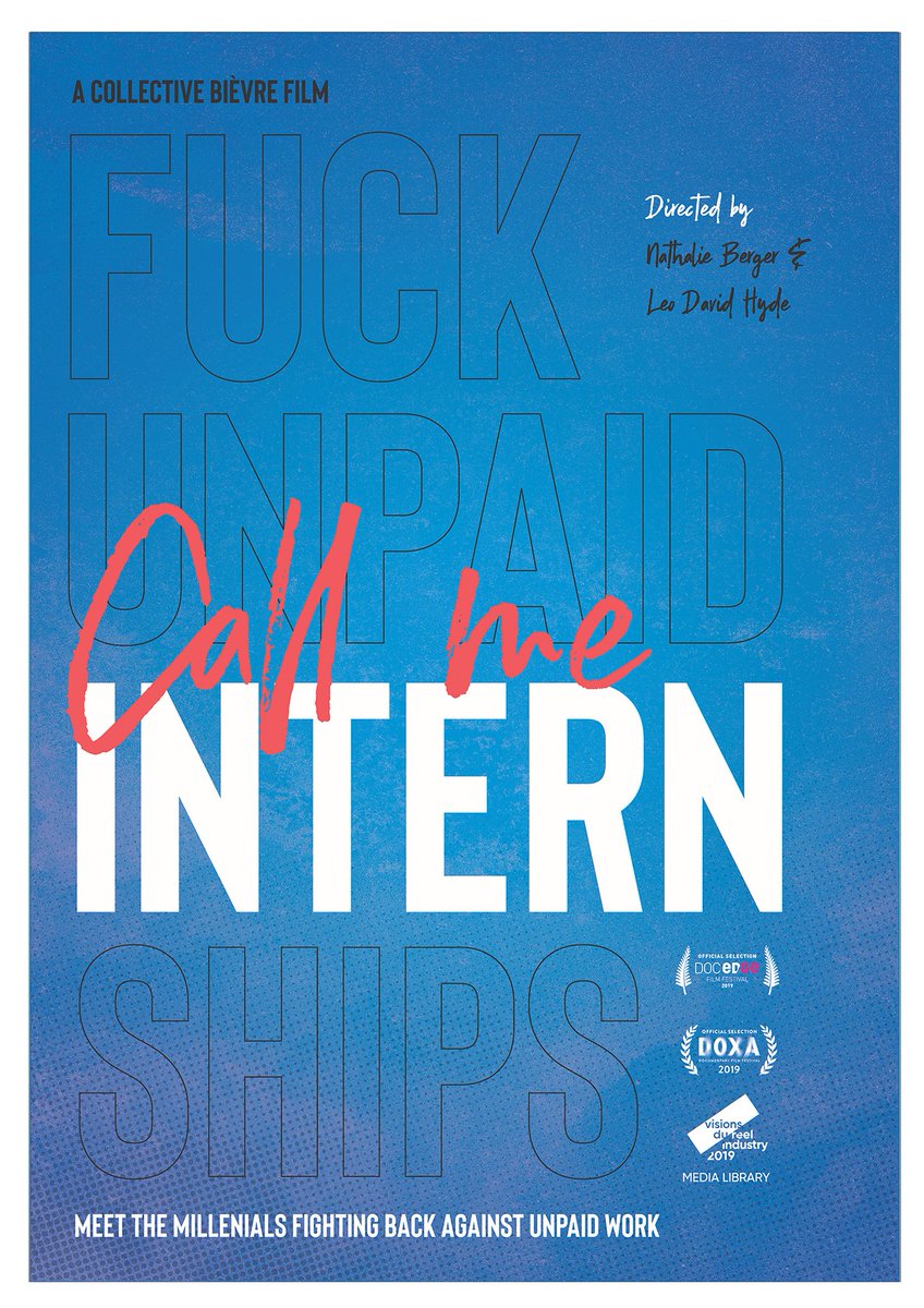 anunpaidact's tweet photo. Wanna watch our documentary about millenials fighting back against bullshit unpaid internships?
If you're keen to try organise a screening near you, send us a message and we'll be in touch!
It'll be fun.
We'll bring popcorn.
#CallMeIntern
#Unpaid
#PayYourInterns https://t.co/JShjYixVd5