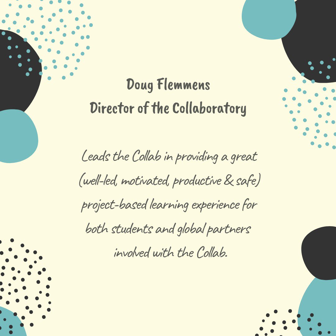 MCCollaboratory's tweet photo. To kick off our new initiative #ProfessionalSpotlight we are introducing the head of the Collaboratory, Doug Flemmens! 
.
Swipe to learn more. ➡️ https://t.co/uFz0SwlMDx