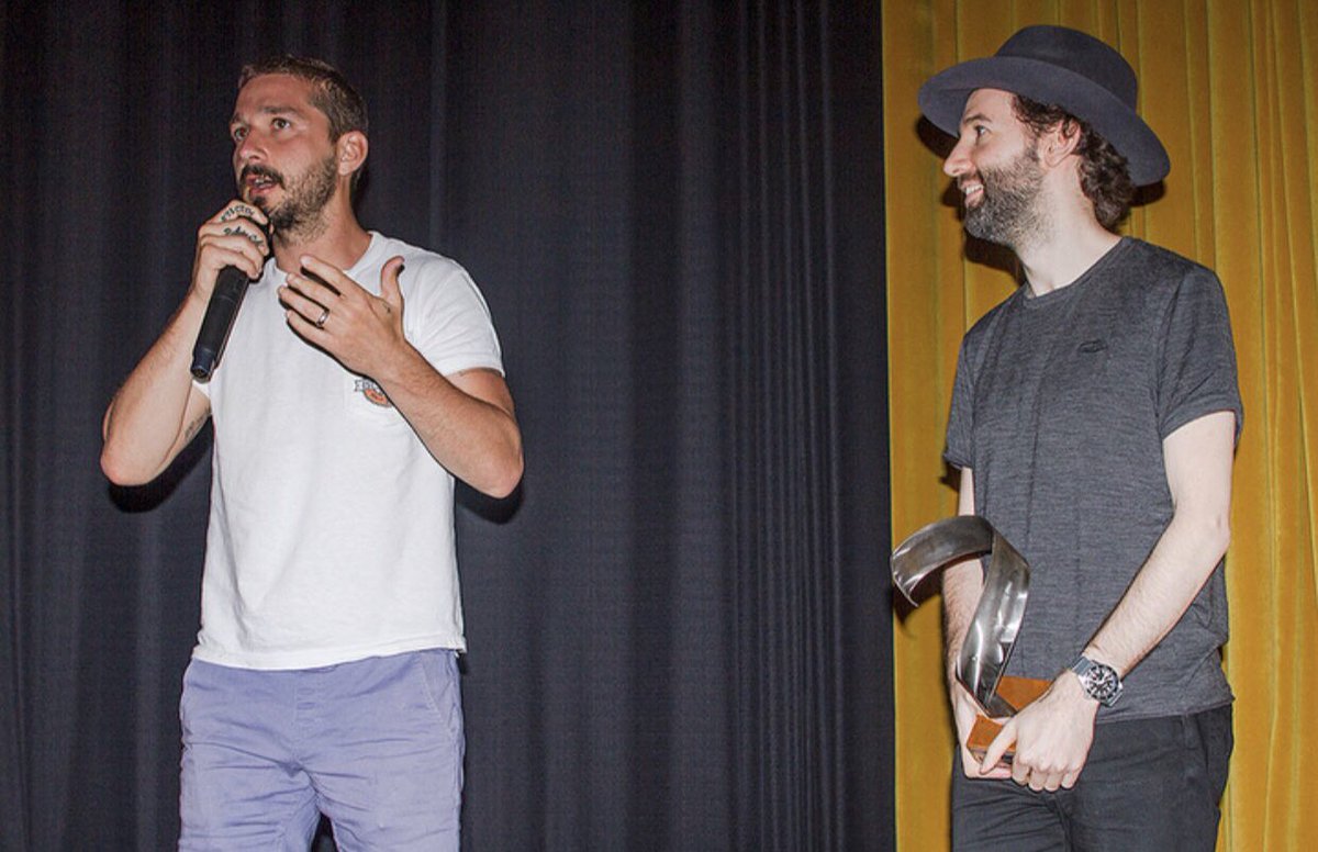 Amdocfilmfest's tweet photo. Shia LaBeouf is trending, and we need to check to see if it involves his appearance at #AmDocs2018, where his Q&A with our audience became one of the most talked-about moments in our Festival’s soon-to-be 9-year history. #ThrowbackThursday #TBT #ShiaLaBeouf https://t.co/qZLiAXaYNG