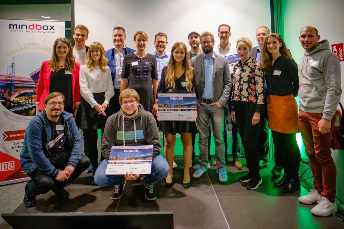 dbmindbox's tweet photo. Congratulations to #Veomo, #BueroFuerSinnUndUnsinn, #VLocker, @sensape and #Bin-e for winning last nights selection day and a 100 day #cooperation with @DB to bring innovative products to train stations. https://t.co/SAKGGA9HSa