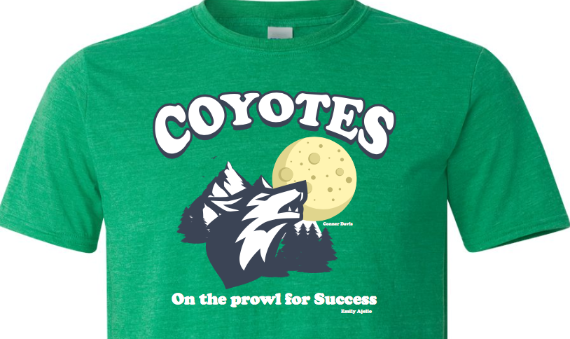 6thCoyotes's tweet photo. T-shirt order forms will be coming home this week and will also be found online.  Please check out our awesome logo created by Conner Davis and slogan written by Emily Ajello. https://t.co/3veJJpl799