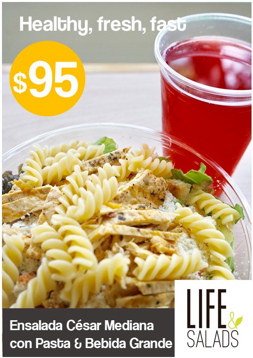 LifeandSalads's tweet photo. Disfruta un #FelizJueves especial en #lifeandsalads #healthylifestyle #caesarsalad #lovepasta #healthyfreshfast #wedeliver https://t.co/aH1oeqbkPE